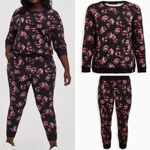 SET: Torrid Everyday Fleece Floral Active Sweatshirt/Jogger 2X